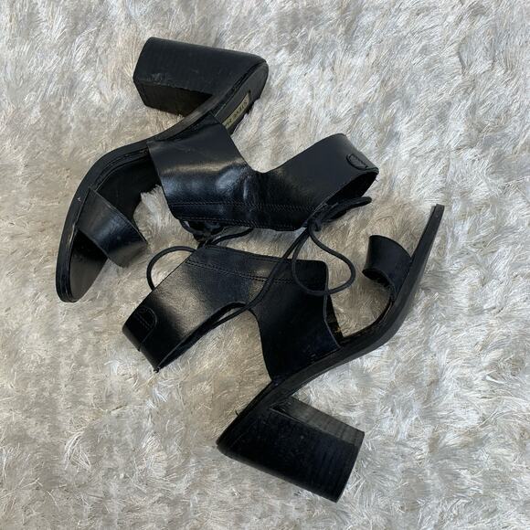 Steve Madden Nannoo Black Lace up Heel Sandals Sz 9 - Picture 7 of 9